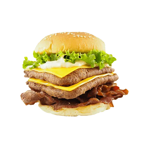 Bikkel burger met dubbel vlees, kaas en bacon