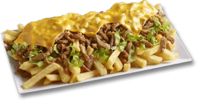 Kapsalon met shoarma, gesmolten kaas en sla